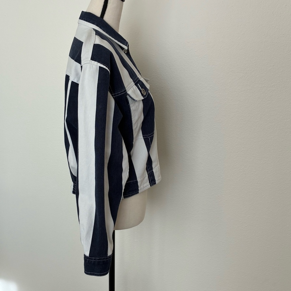Vintage 80s First Issue Vertical Stripe Denim Jacket - Picture 5 of 10